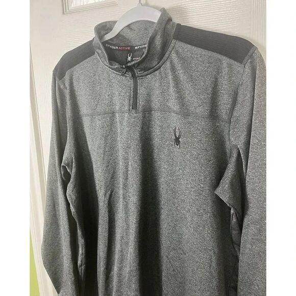 SPYDER Size MEDIUM 1/4 zip Sweatshirt Stretch-Pullover gray NEW - Picture 2 of 12